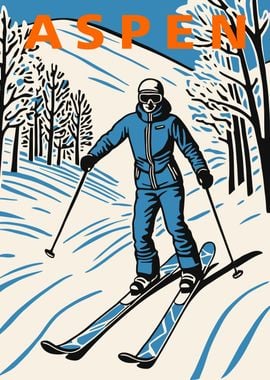 Aspen Skiing Poster