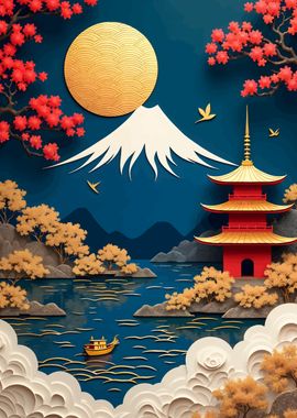 vintage japanese Landscape