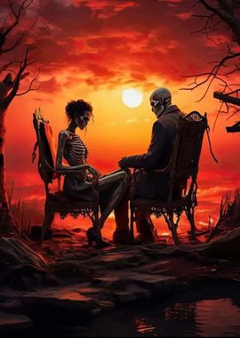 Skeletal Couple Sunset