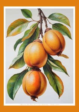 Chikoo Fruit Illustration