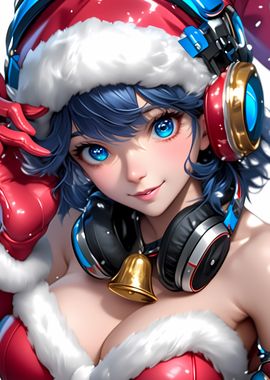 Anime Girl in Santa Outfit Christmas