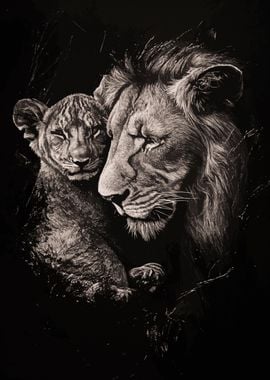 Lion and Cub Portrait