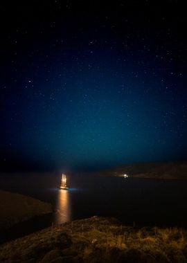 Astypalia Greece Island: Ship Under Starry Sky