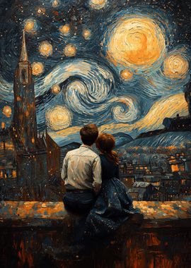 The Starry Night And The Couple