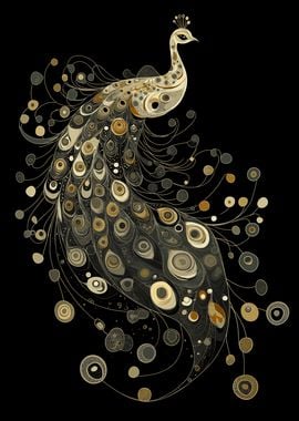 Gold and White Peacock Art