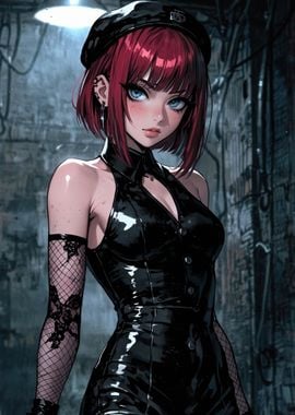 Anime Girl in Black Leather