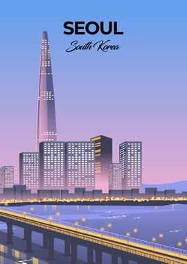 Seoul Skyline Illustration