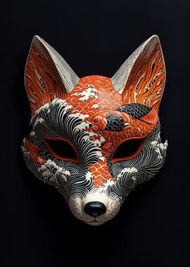 Fox Mask with Koi Fish