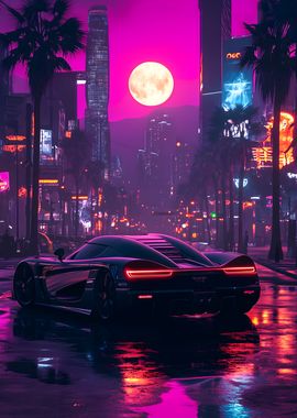 Neon City and Sport Car