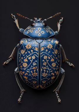 Ornate Beetle with Floral Design