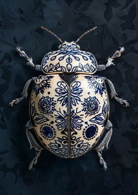 Blue and White Beetle