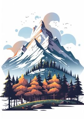 Mountain Landscape Illustration