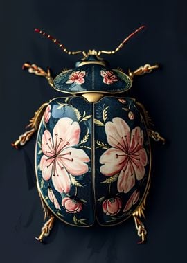 Floral Beetle Ornament