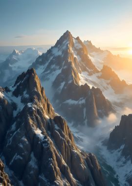 Mountain Peaks at Sunset