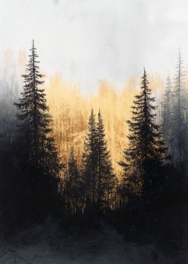 Golden Forest Silhouette