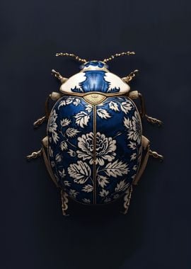 Blue and White Beetle