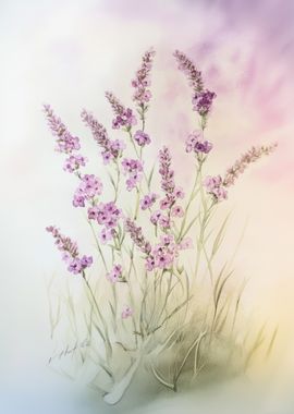 Watercolor Lavender Bouquet