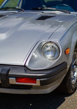 Silver Datsun 280Z Headlight Shot