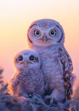 Owl Family at Sunset