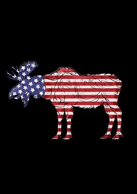 Moose Lover USA Flag 4th Of July Moose