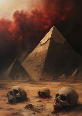 Pyramids in Giza and Skulls