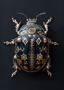 Ornate Beetle with Geometric Pattern