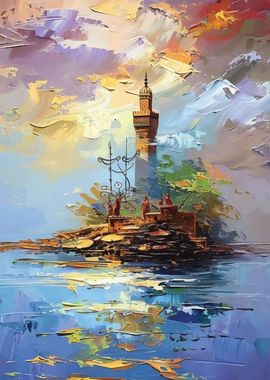 Watercolor Tower Landscape