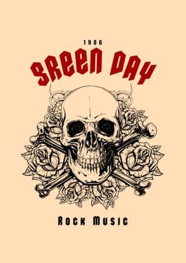 Green Day Skull &amp; Roses