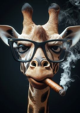 Cool Giraffe with Cigar