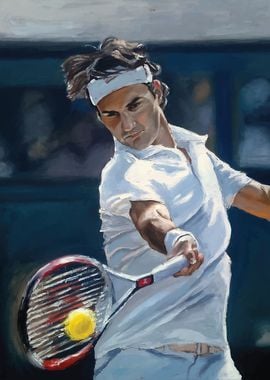 Roger Federer Tennis Painting