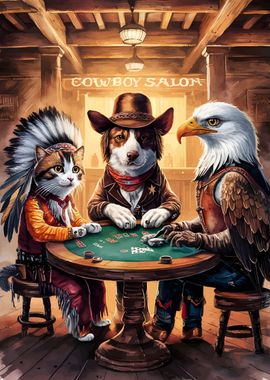 Cowboy Saloon Poker Game