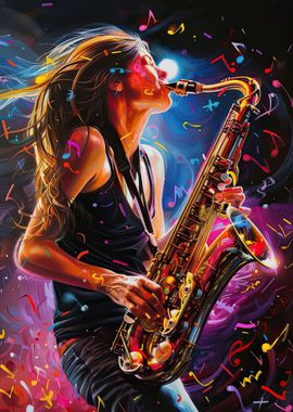 Saxophone Player in Motion