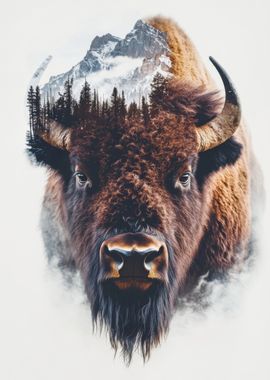 Bison Mountain Double Exposure