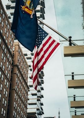 American Flag Cityscape NYC