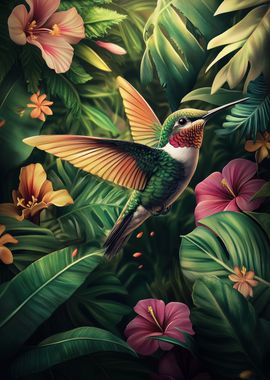 Hummingbird in Tropical Paradise