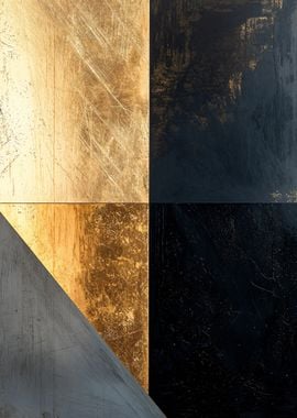 Gold and Black Abstract Art