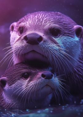 Otter Duo in Purple Light