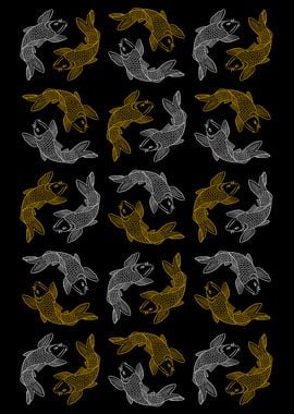 Gold and Silver Koi Fish Pattern