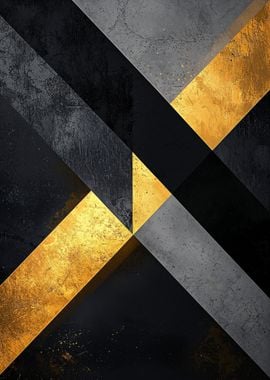 Gold and Black Geometric Art