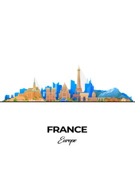 France Skyline Illustration