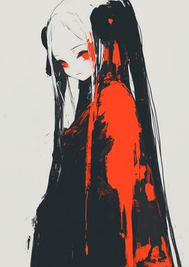 Anime Girl in Red and Black