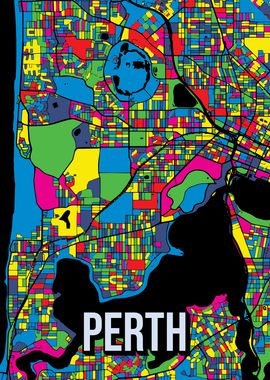 Perth Pop Art Colorful City Map