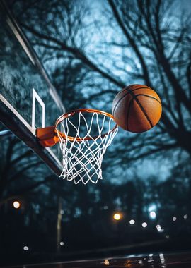 Basketball Hoop Night Shot