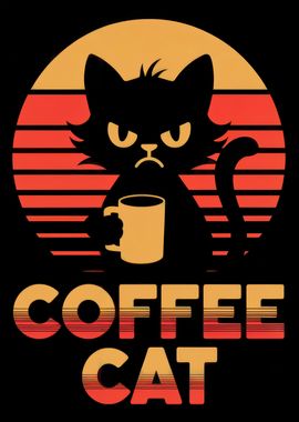 Coffee Cat Retro Design