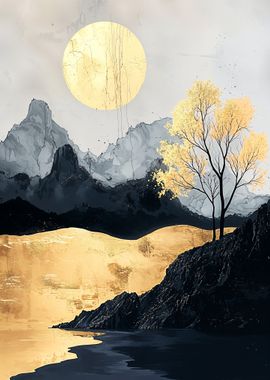 Golden Mountain Landscape