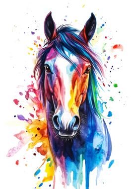 Colorful Horse Watercolor