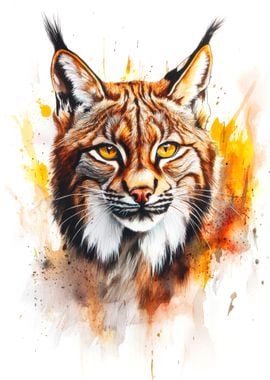 Lynx Watercolor Portrait