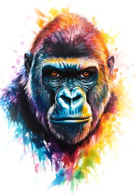 Colorful Gorilla Portrait