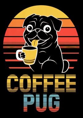 Coffee Pug Retro Design