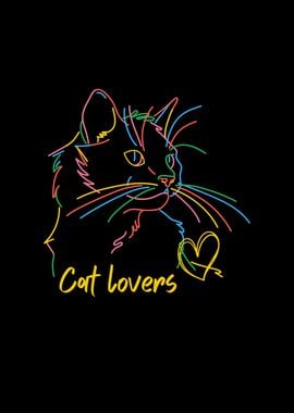 Rainbow Cat Line Art